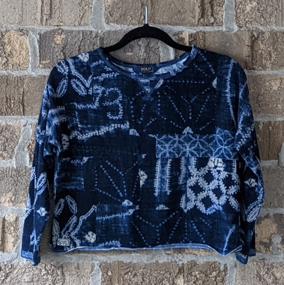 Polo Ralph Lauren Tops - POLO Ralph Lauren Blue Southwestern Cropped Shirt Medium